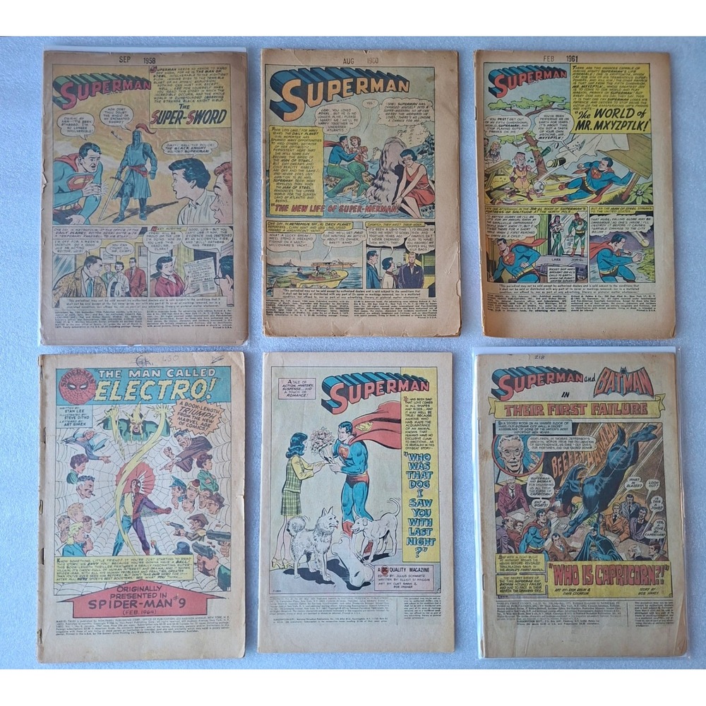 12 Coverless Silver Age Superman DC Marvel Comics Lot 1958-1978 Annual 1